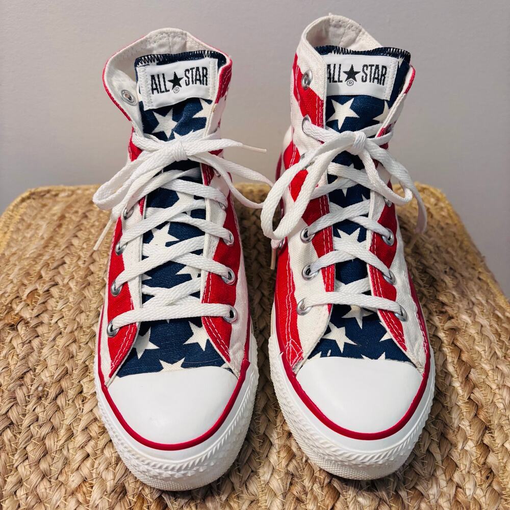 Vintage Converse Chuck Taylor All Star USA "Stars & Bars" High Tops sz 6M/ 8W